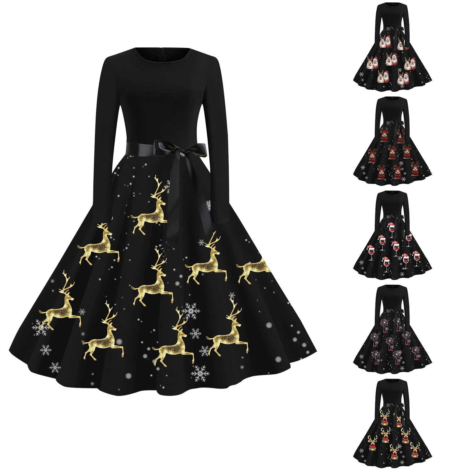 Chic Vintage 50s Swing Dress for Holiday Parties - Image 5