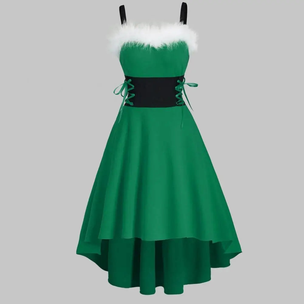 Cozy Off-Shoulder Christmas Swing Dress for Festivities - Image 3