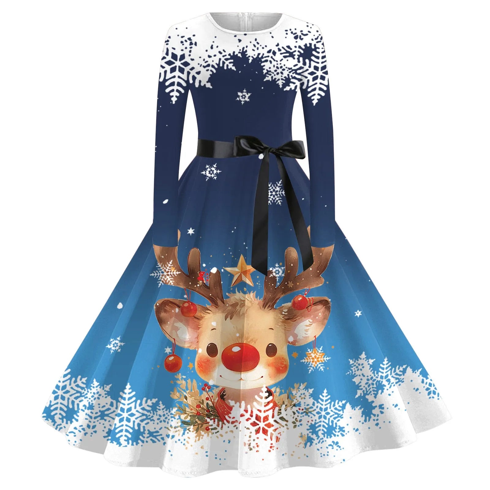 Chic High Waist A-Line Christmas Party Dress - Image 18