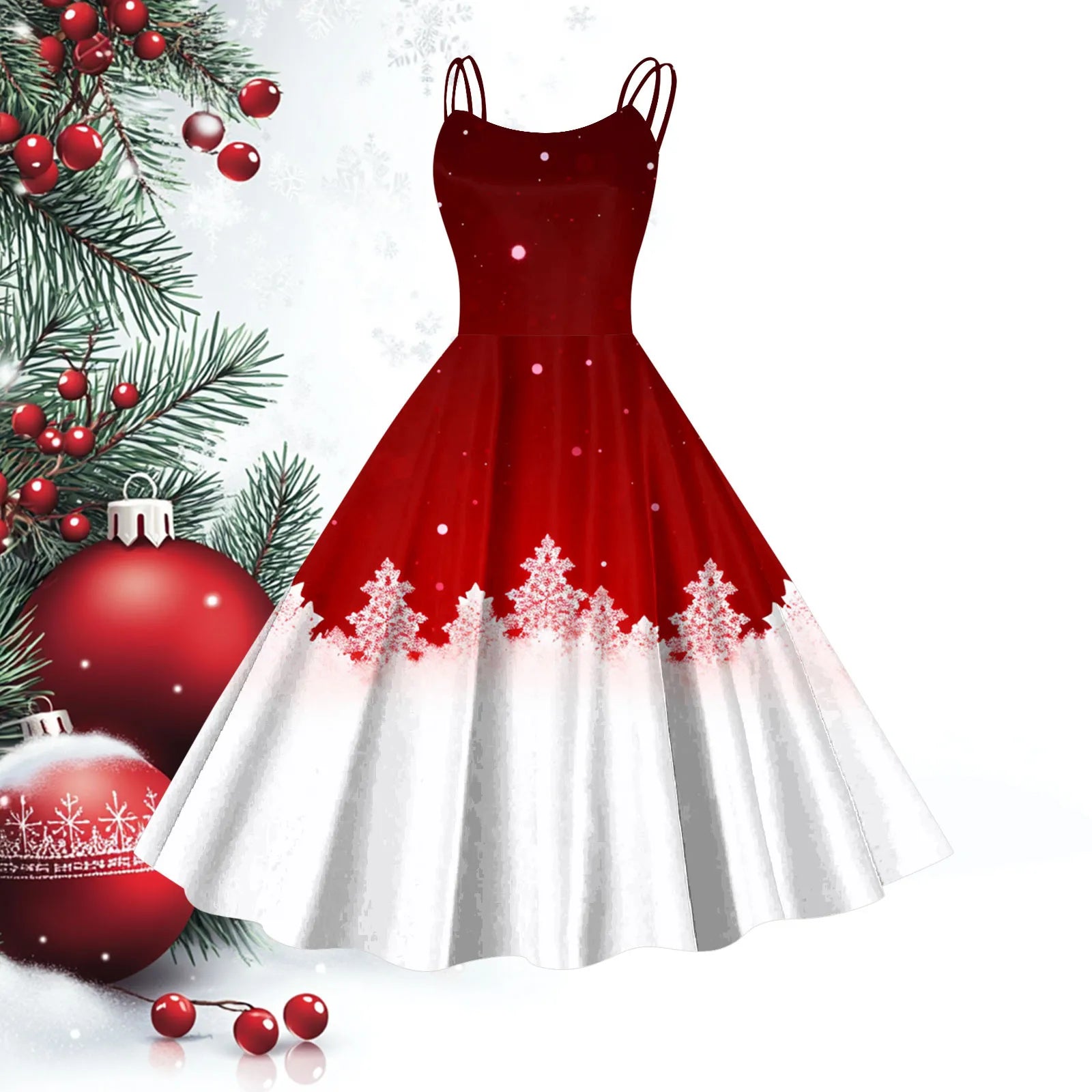 Vintage 1950s Christmas Sling Dress - Festive A-Line - Image 3