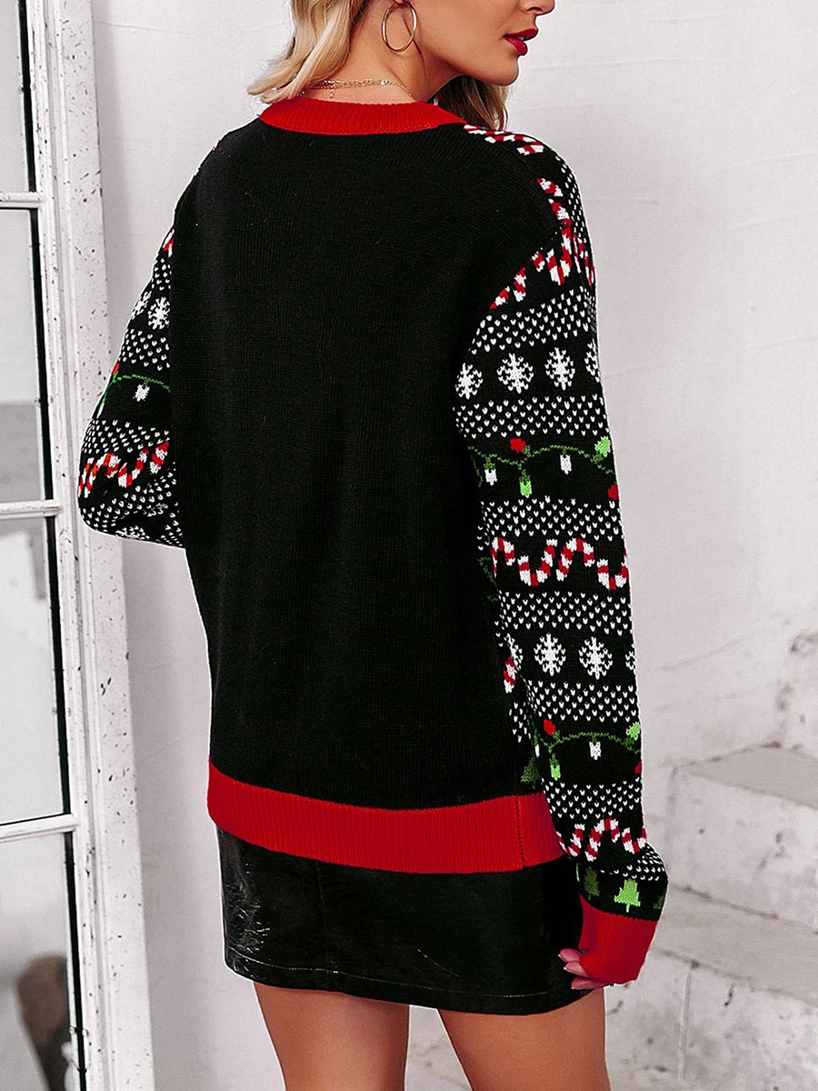 Cozy Reindeer Print Christmas Sweater for Her - Image 12