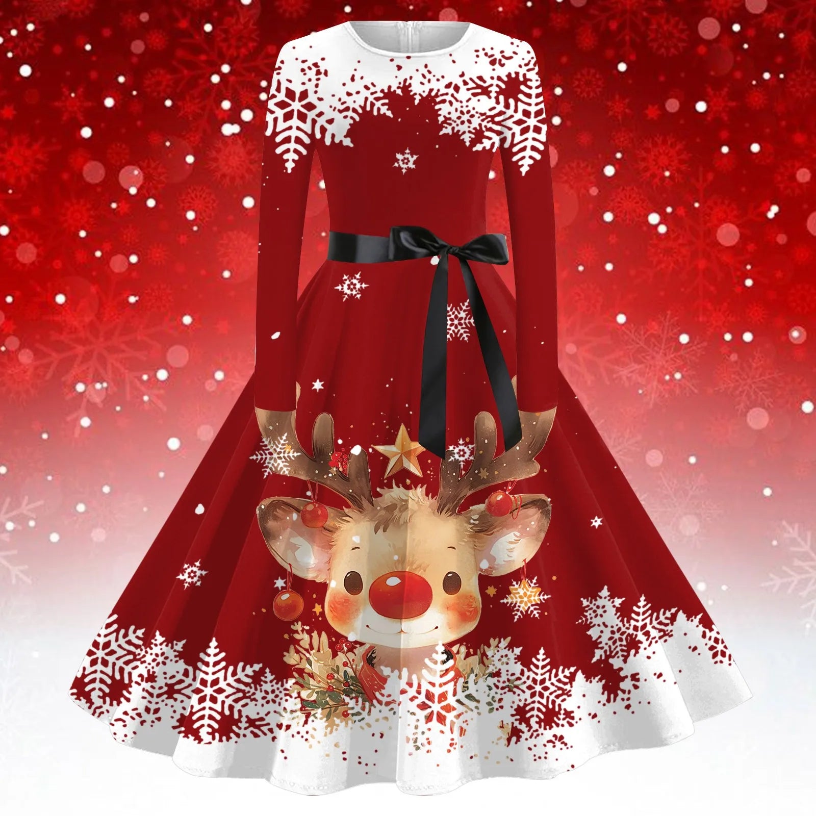 Chic High Waist A-Line Christmas Party Dress - Image 11