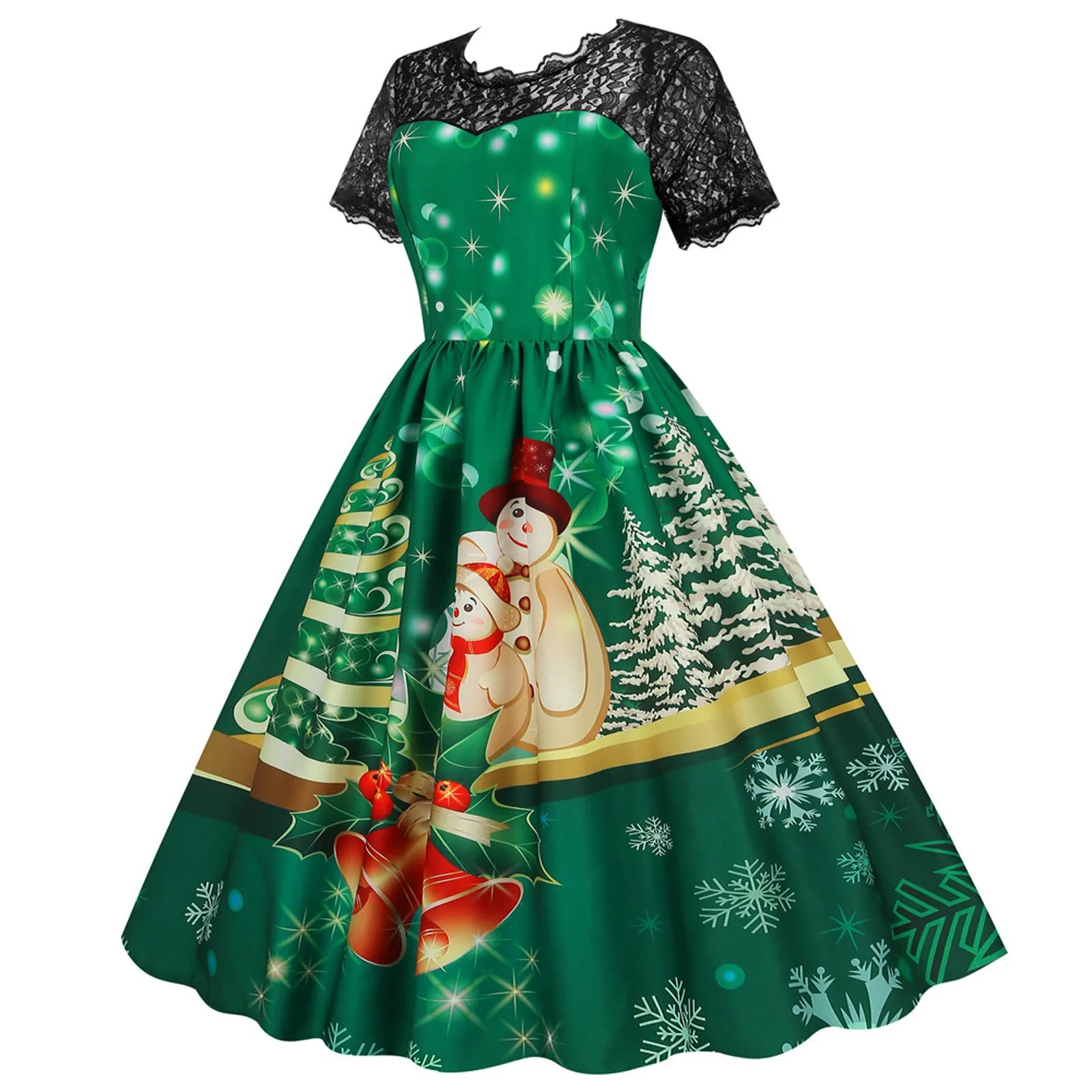 Vintage 1950s Christmas Lace Dress for Women - Image 11