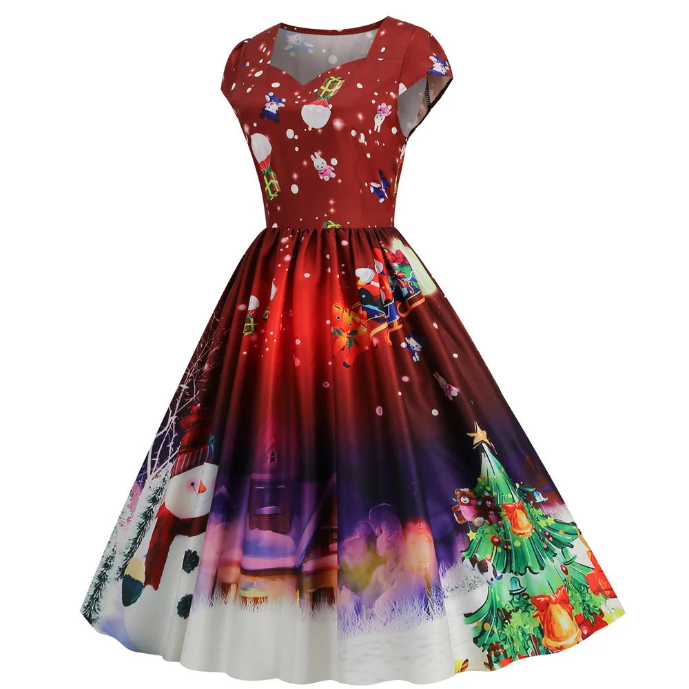 “Festive Snowflake Print Christmas Party Dress” - Image 41