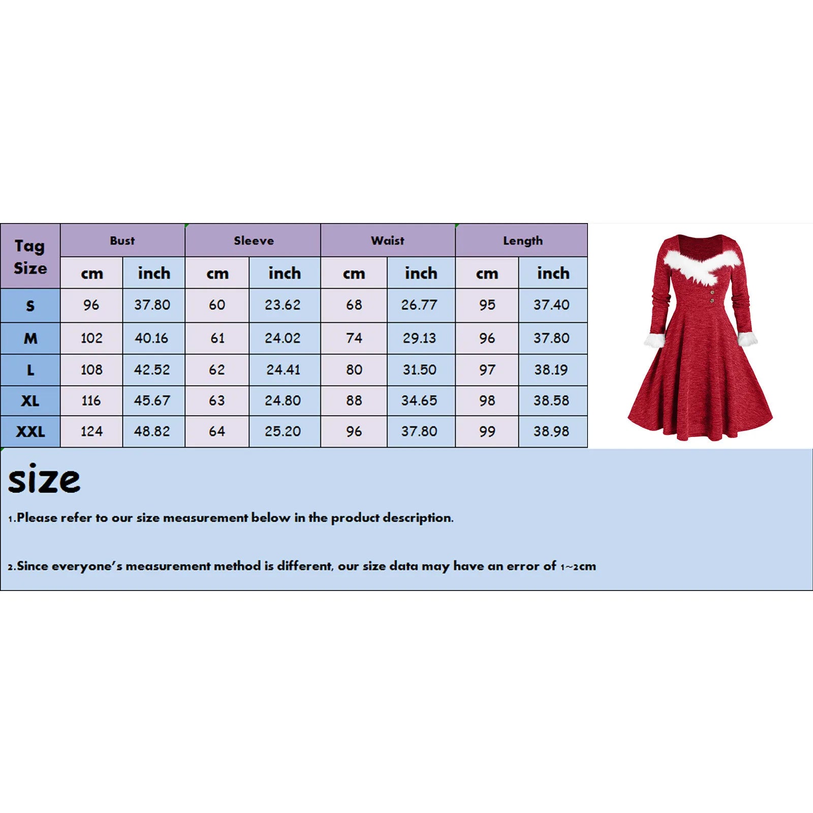 Festive Furry Plush Christmas A-line Dress - Image 6