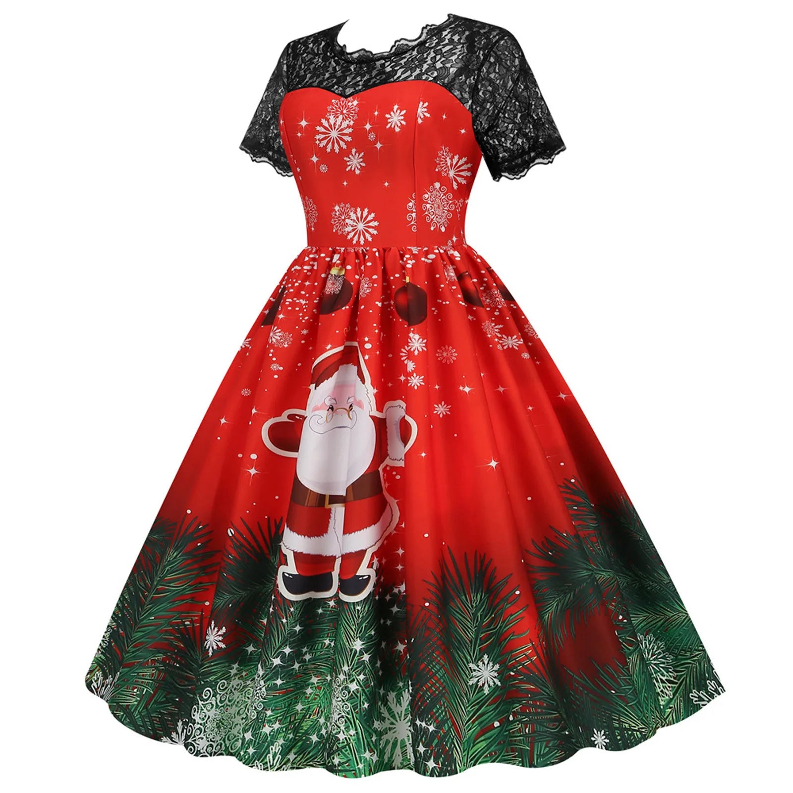 Charming Vintage Christmas Swing Dress for Parties - Image 4