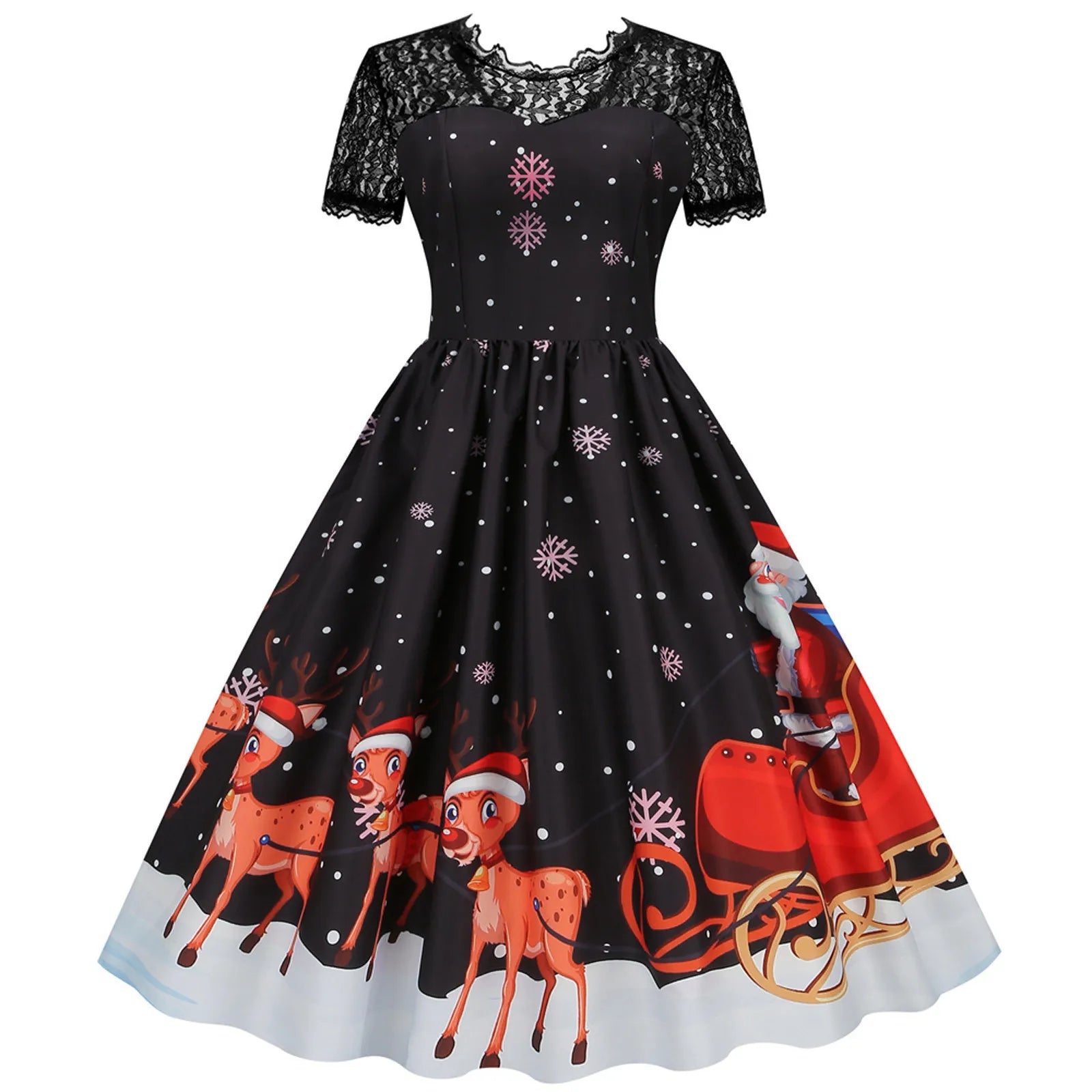Vintage 1950s Christmas Lace Dress for Women - Image 8