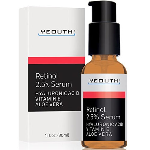 Yeouth Retinol 2.5% Serum with Hyaluronic Acid, Vitamin C, and Aloe Vera