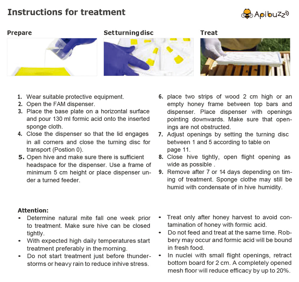 FAM Dispenser - mite treatment for bees - formic acid bee treatment