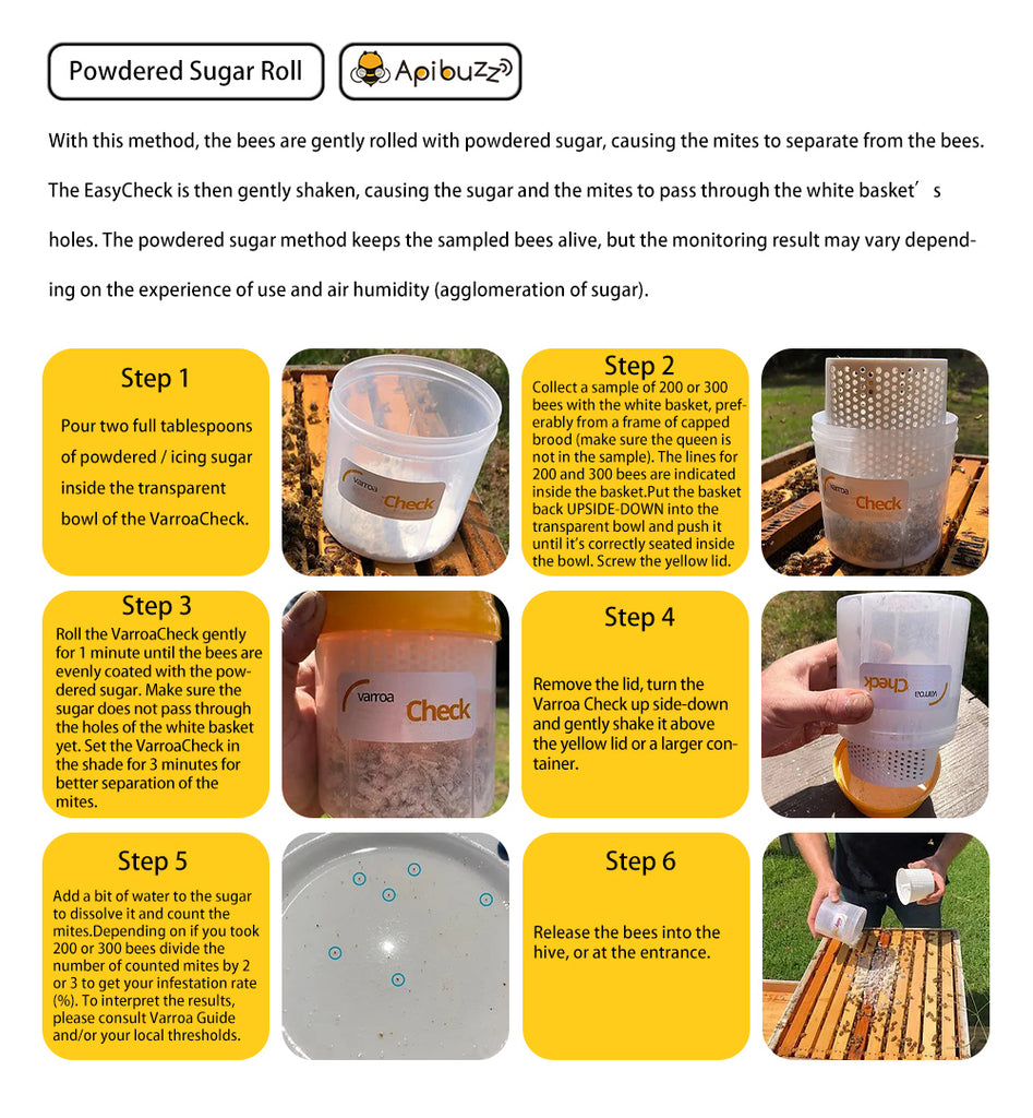 powdered sugar mite test -  varroa destructor treatment