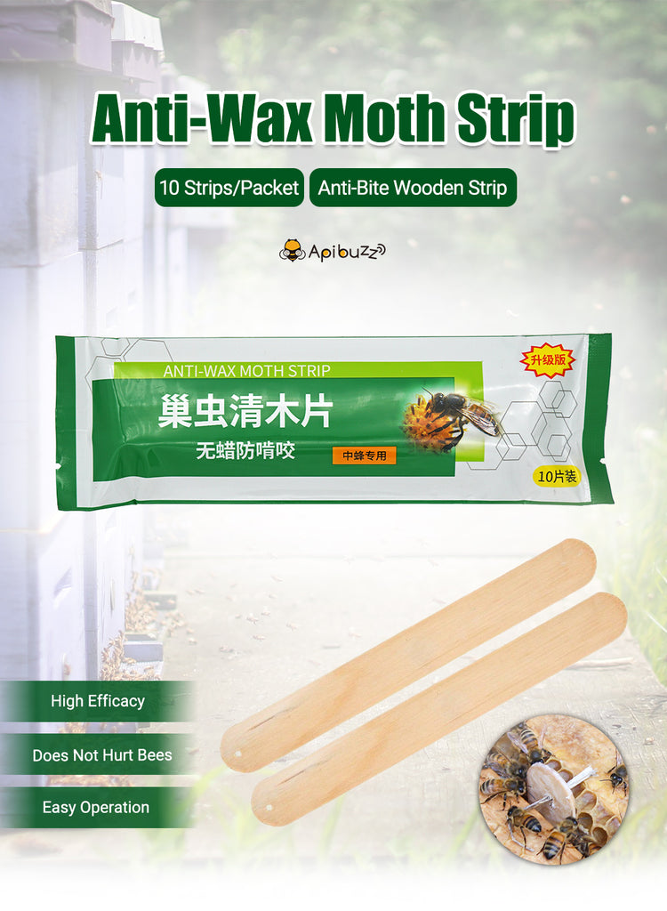 APIBUZZ Hive Wax Moth Control Wooden Strips | 10-Unit Pack