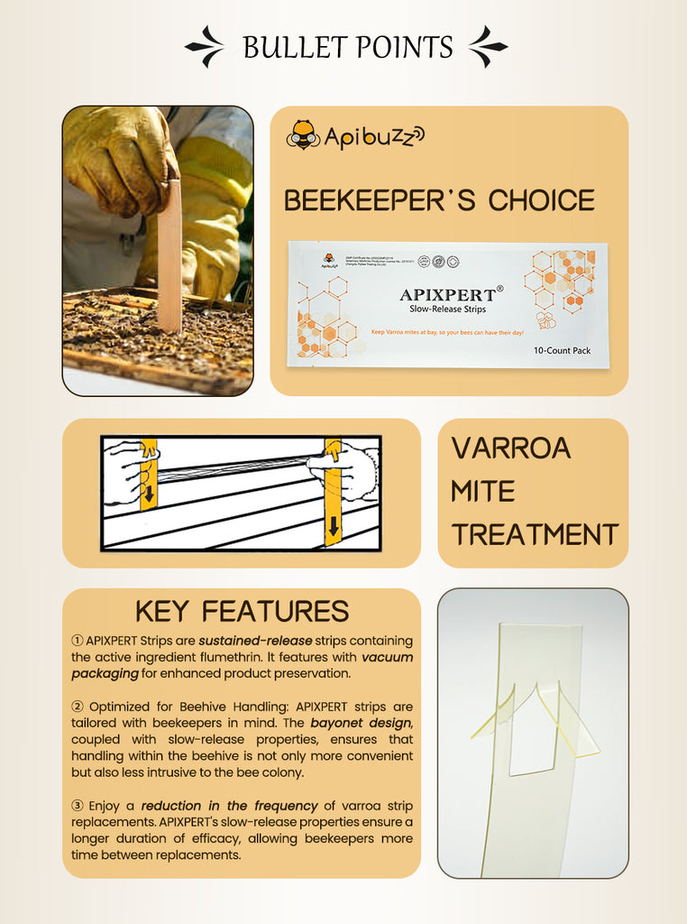 APIXPERT Tiras de flumetrina varroa de liberación lenta para abejas