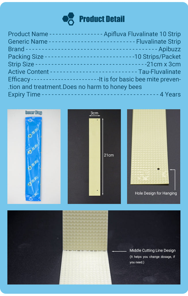 APIFLUVA Bandes d’acariens d’abeille | Paquet de 10