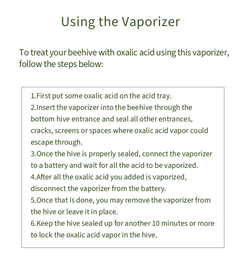 oxalic acid vapor treatment - bee hive equipment