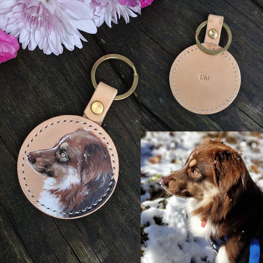 Custom Painted Leather Half Moon Crossbody Purse with YOUR Pet's Portrait