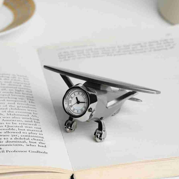 Stylish Aeroplane Paper Weight with Clock – Unique Gift