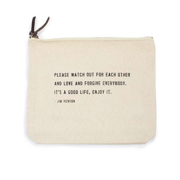 Jules Small Natural Canvas Zipper Bag Badass with A Big Heart