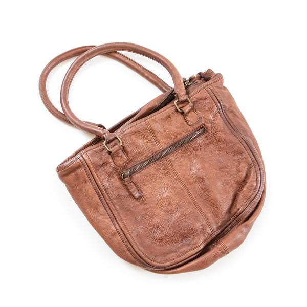 Suede Cognac Tote with Dark Brown Straps | Sourced from Local Artists | Sugarboo & Co.