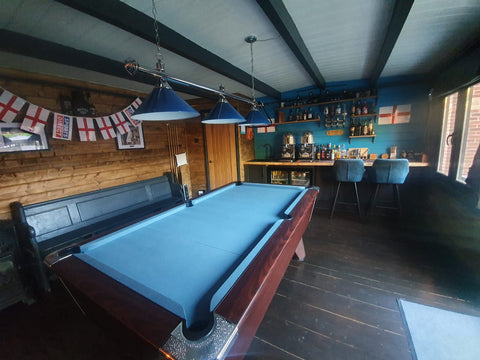 log cabin bar and pool table