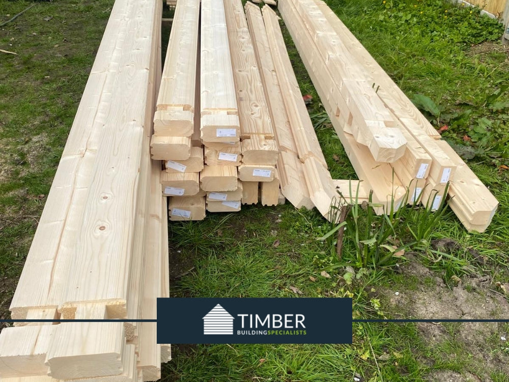 laying out the logs for the timber construction