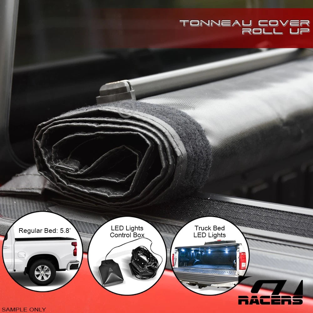 19-21 Silverado/Sierra 1500 5.8 LoPro Roll Up Tonneau Cover v2+LED Bed Light