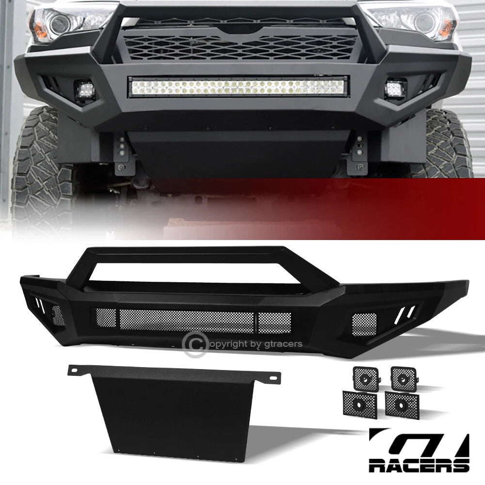 15-18 Ram 1500 Rebel Matte Black Front Bumper+Hoop Bar+Skid Plate+Sensor Kit