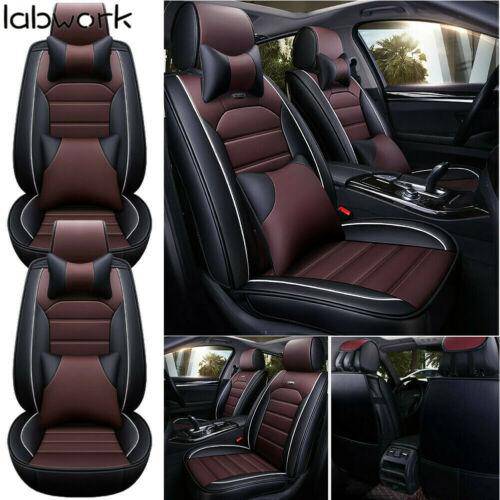 Car Seat Cover Full Set Brown&Black Protector Interior Waterproof 5Seats