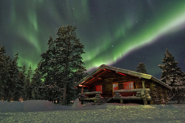 Northern Lights above a cottage
