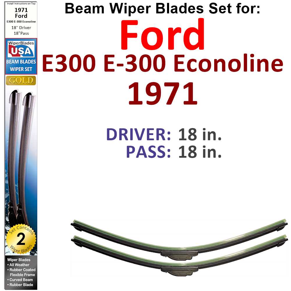 Beam Wiper Blades for 1971 Ford E300 E-300 Econoline