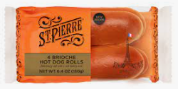 St Pierre 4 Pre-Cut Brioche Hot Dog Rolls