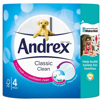 Andrex Classic Clean 4 Rollen (Karton mit 6)