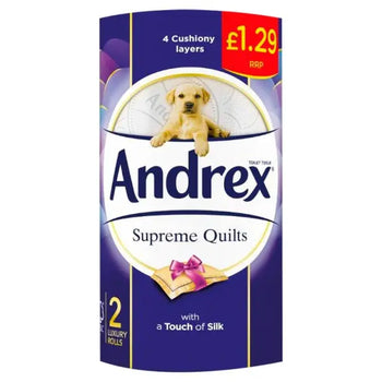 Andrex Supreme Quilts Toilettenpapier, 160 Stück, 2 Rollen, 12 Packungen, PMP £ 1,29