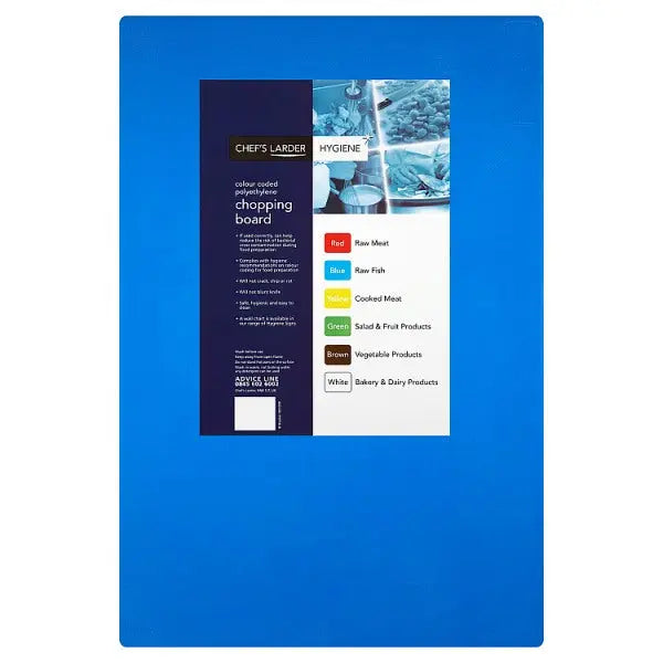 Chefs Larder Hygiene-Schneidebrett, Blau, 45 x 30 cm, 10 Stück