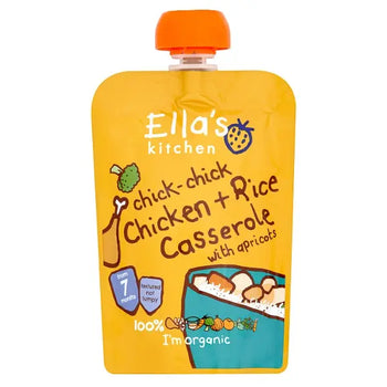 Ella's Kitchen Casserole de poulet et de riz biologique avec sachet d'abricots 7 mois et plus 130 g (paquet de 6)