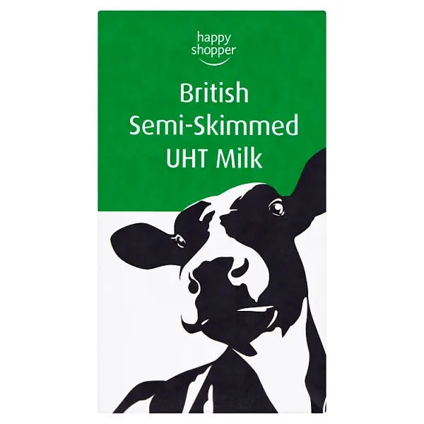 Happy Shopper Britische teilentrahmte UHT-Milch 1 Liter (Karton mit 12 Stück)