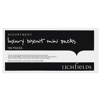 Lichfields 100 Assorted Luxury Biscuit Mini Packs (Case of 100)