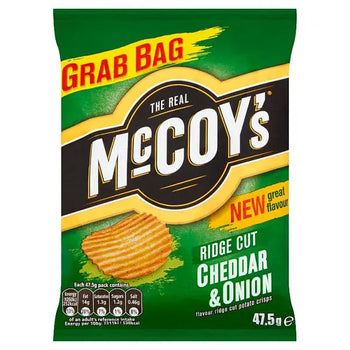 McCoy's Cheddar & Onion Flavour Ridge Cut Potato Crisps 47.5g (Case of 25)