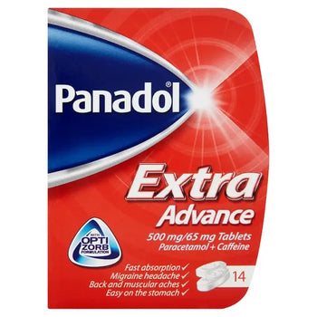 Panadol Paracétamol Caféine Comprimés anti-douleur 500 mg-65 mg Extra Advance 14s (boîte de 12)