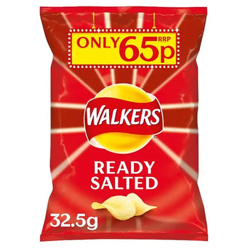 Walkers Ready Salted Crisps 65p PMP 32.5g (Case of  32)