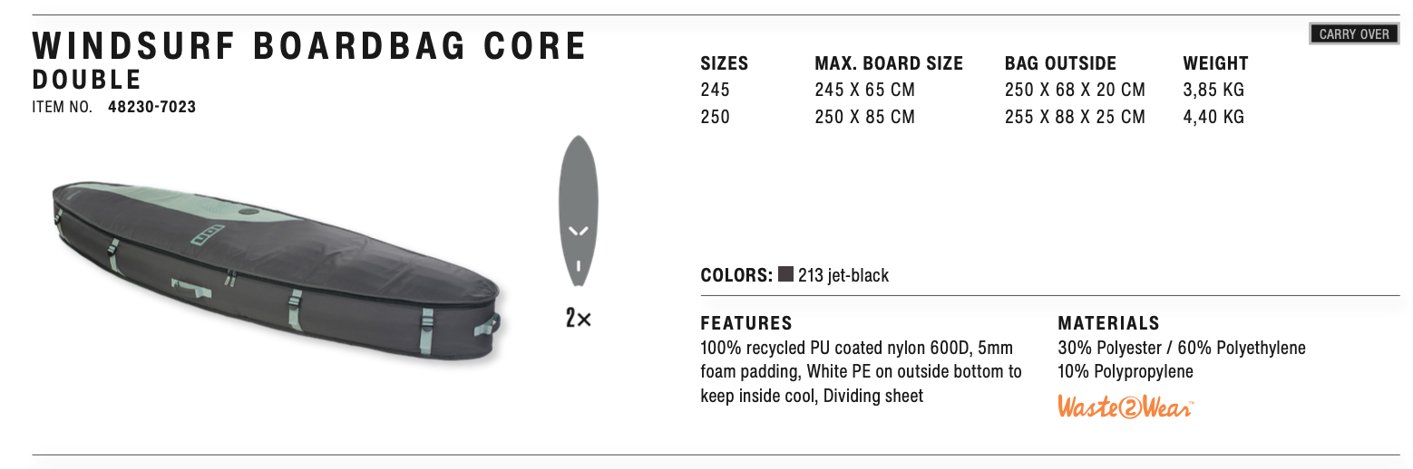 ION Windsurf Boardbag Core Double tehnical specification