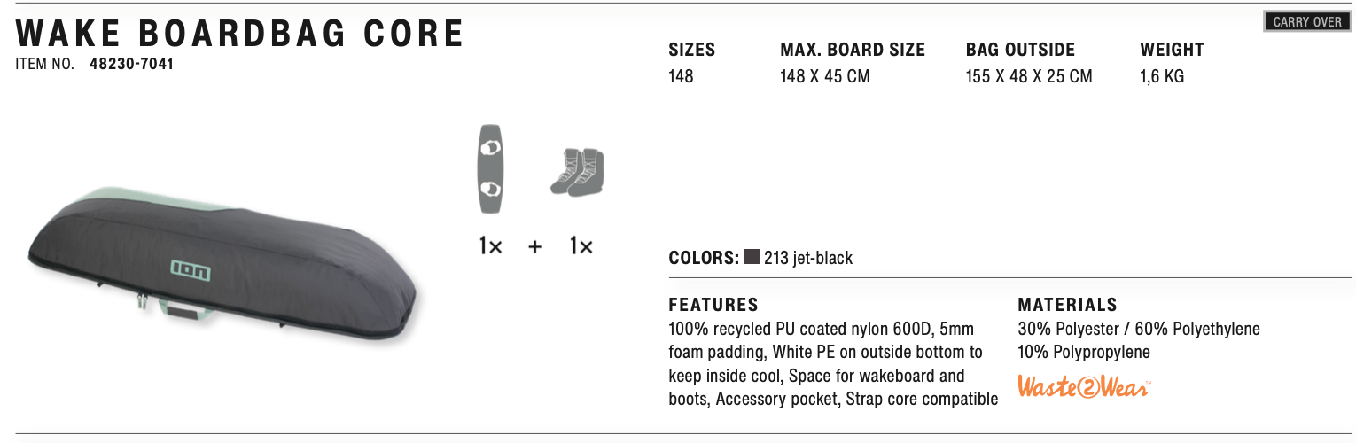ION Wake Boardbag Core sizes