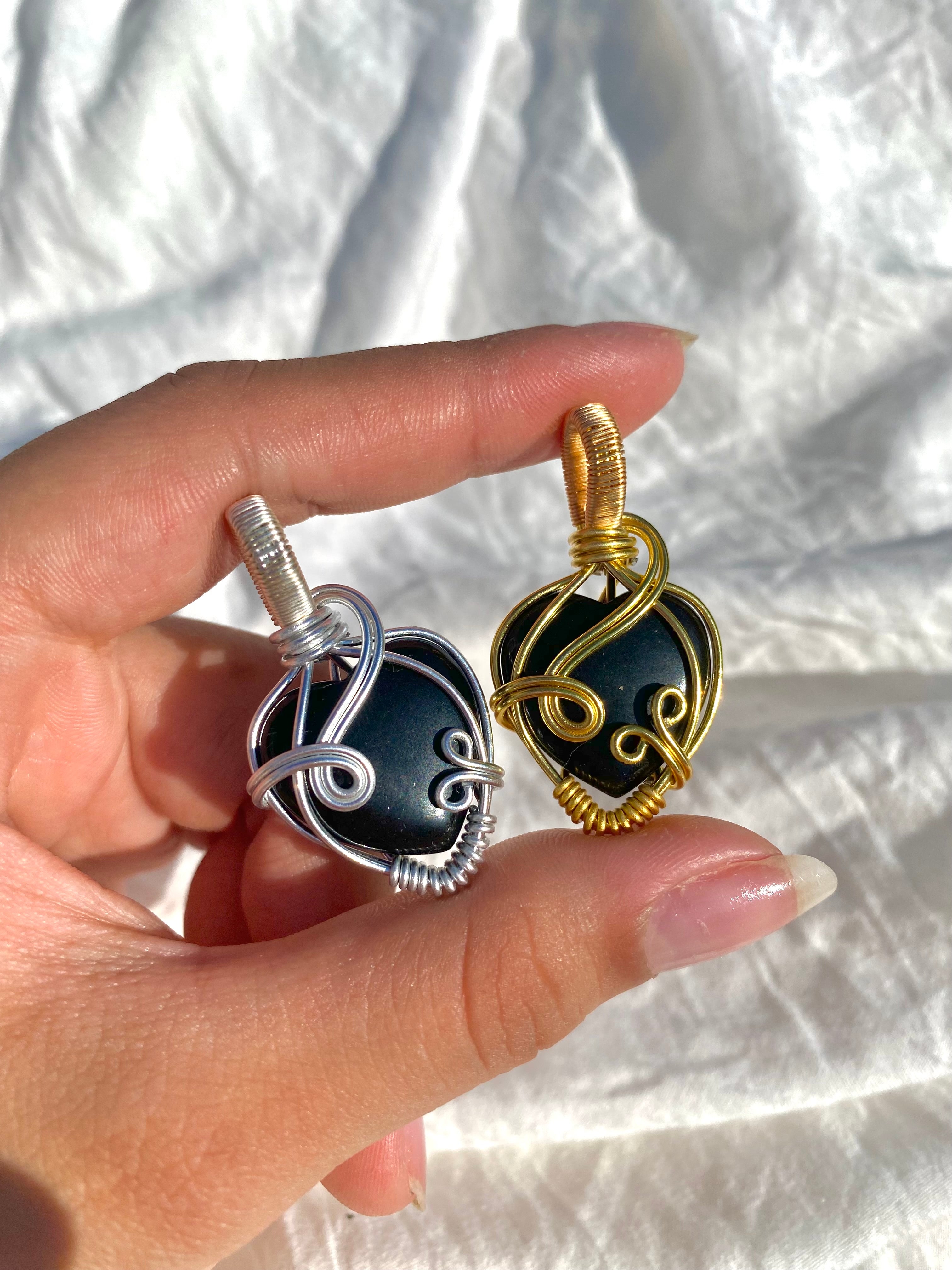Obsidian heart pendant