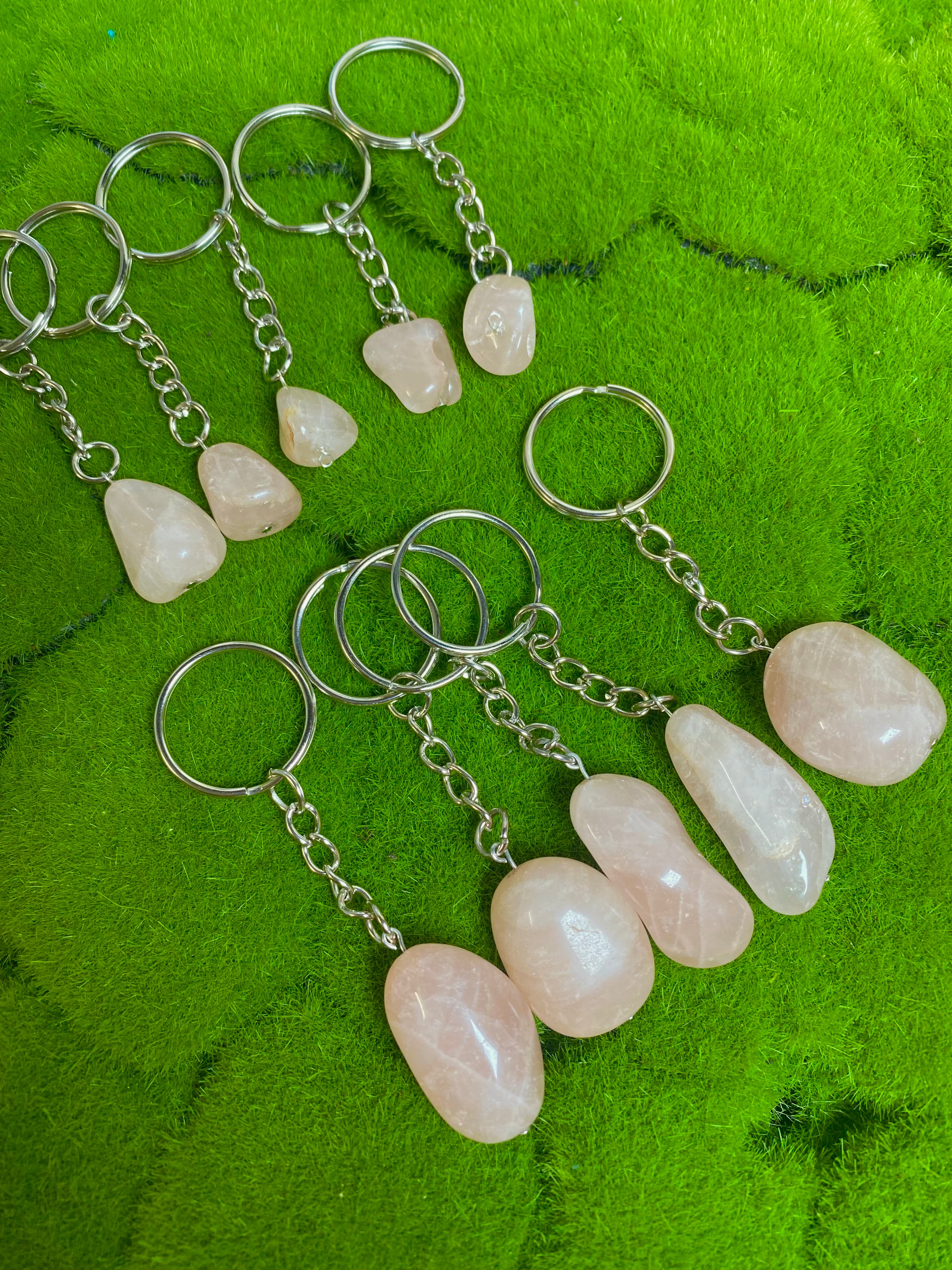 Rose quartz key chain
