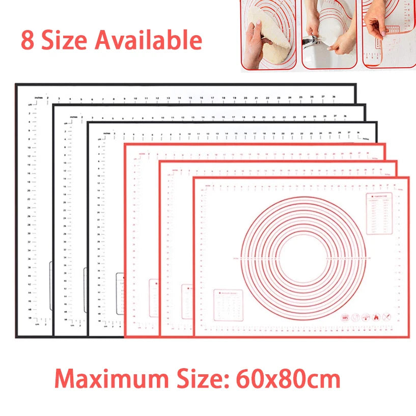 Silikon Backmatte Antihaft Teigrolle Knetmatte für Gebäck und Pizza