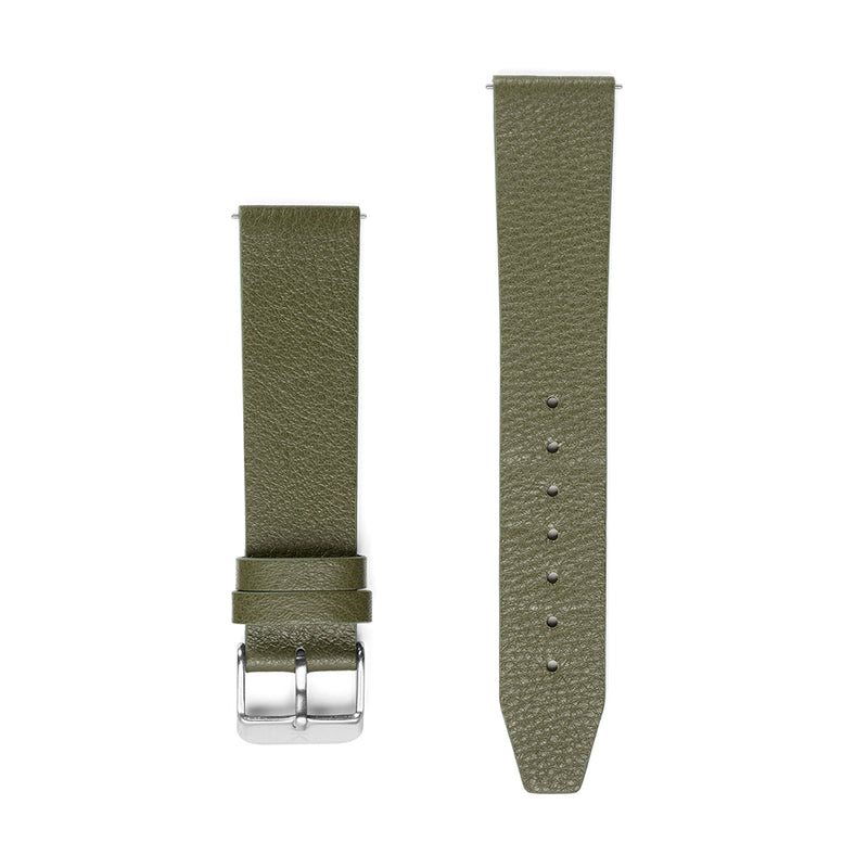 20mm Full Grained Leather Strap - Olive