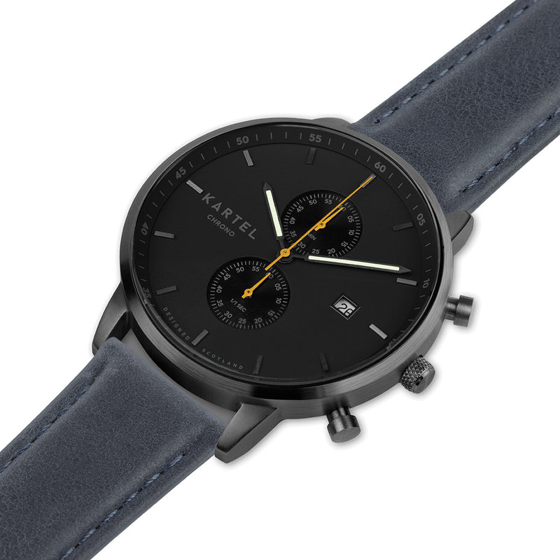 KNOYDART 43mm Blue Leather Strap Watch