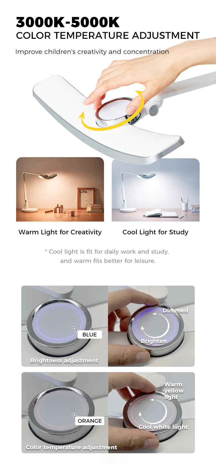 color temperature adjustment improve children's creativity and concventration