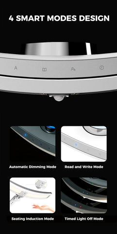 4 smart modes design automatic dimming mode read and write mode seating induction mode timed light off mode