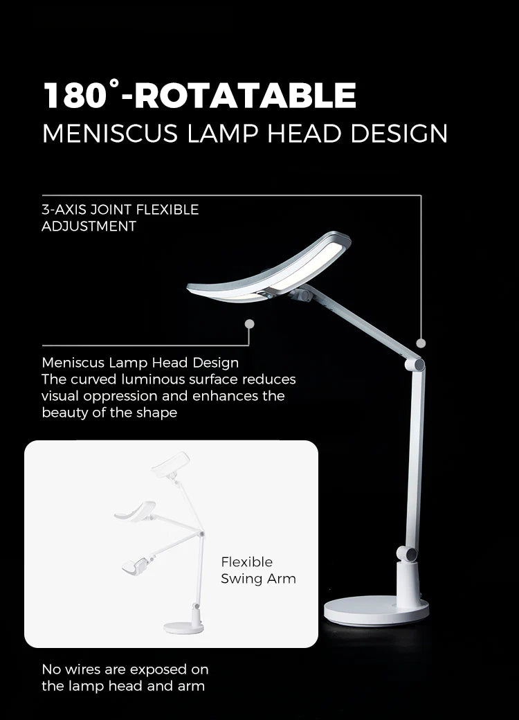 180 rotatable meniscus lamp head design