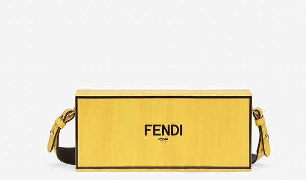 FENDI Vertical Box signature yellow black crossbody structured bag